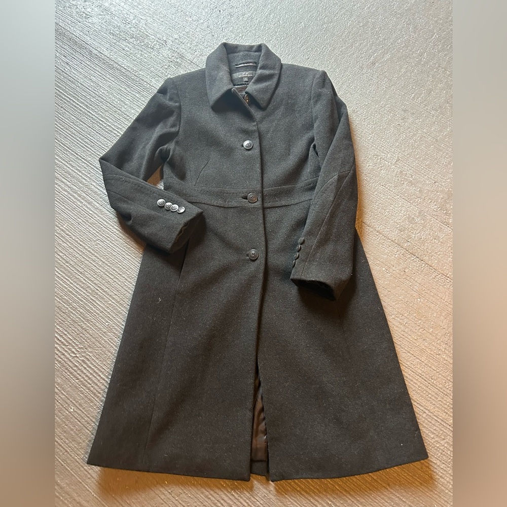 LL Collezioni Black Cashmere LambsWool Pea Coat NEW
